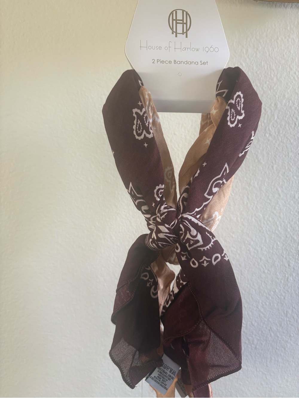 House of Harlow 1960 Brown & Tan Paisley Bandana Set